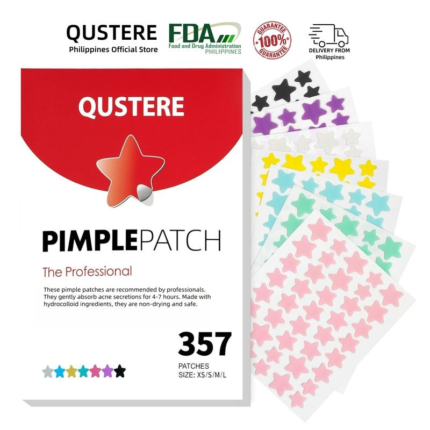 QUSTERE pimple patch for Face, Colorful Hydrocolloid Acne Patches, Cute Star Zit Covers with Tea Tree, Salicylic Acid & Cica | 4 Sizes (8mm-14mm) | 357 Count