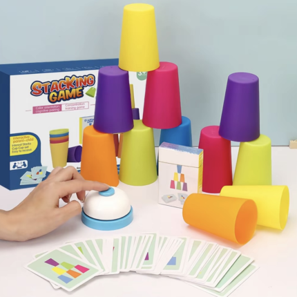 Educational Color Matching Game With Bell And Stacking Cups For Kids