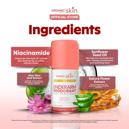 Organic Skin Japan Powder Dry Intensive Whitening Underarm Deodorant for Sensitive Skin Set of 3