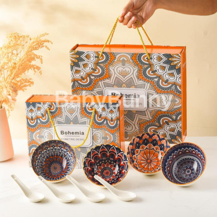 Best gift,Bohemian Bowl Ceramic Birthday Christmas Wedding Gift Set