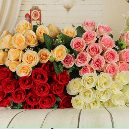 Pack of 7 flower High Quality Velvet Rose&Cloth Rose Fake Rose Fake Flowers Artificial Flower For Wedding/Party/Home