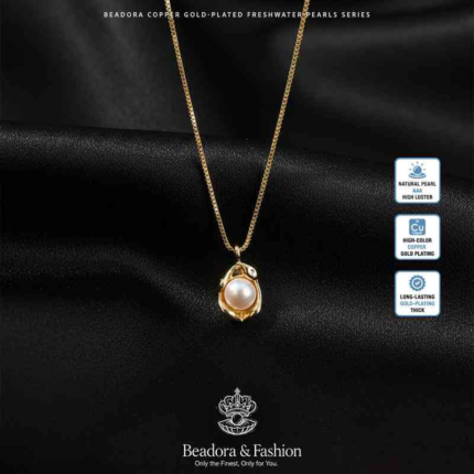 Beadora Organic Cup | French Chic 6.5mm Near-Round Very High Luster Pearl Necklace 18K Gold-Plated Minimalist Choker