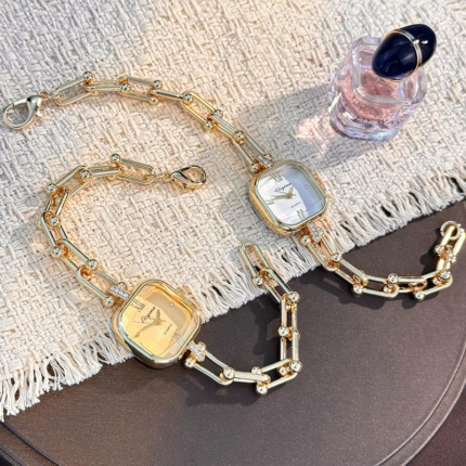 High Appearance Bracelet Chain Women's Watch Simple Square Dial Ladies Quartz Wrist Watches Adjustable Strap