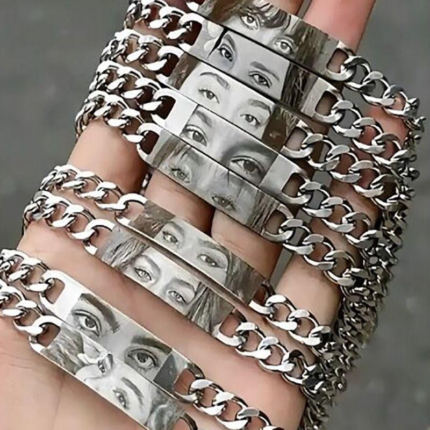 Hot New Fashion Gift Bracelet Customization - Laser Engraving (Eye Patterns, Photos, Names) - For Couples, Friends, Birthdays, Holidays