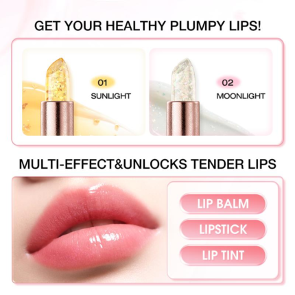 O.TWO.O Haute 3-in-1 Gold Foil Thermochromic Lipstick - Warm Color Change Lightweight Moisturizing Lip Care with Vitamin E & Macadamia Oil for Long Lasting Non-Sticky Gloss Makeup barbie girl Radiant Gentle Dewy