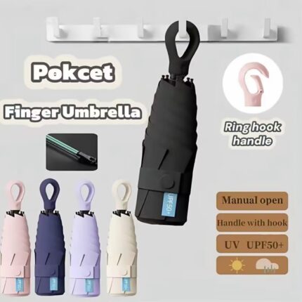 Ring handle Umbrella Ultralight Mini Uv Protection Umbrella with hook handle sunprotection and windprof Portable Sunny and Rain