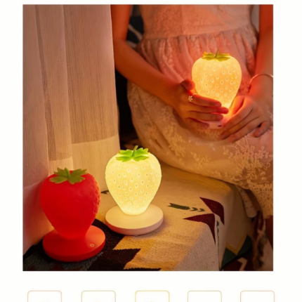 New 1pc USB Rechargeable Strawberry Lamp, Bedroom Bedside Atmosphere Light LED Fruit Night Light, Gift For Boys And Girls