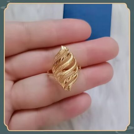 Leaf opening adjustable ring for women gift