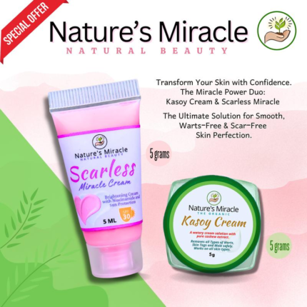 Nature's Miracle Kasoy Cream & Scarless Miracle Duo for Smooth & Clear Skin - Warts Remover, Kulugo and Peklat Skin Repair, Skincare, Comfort, Restore