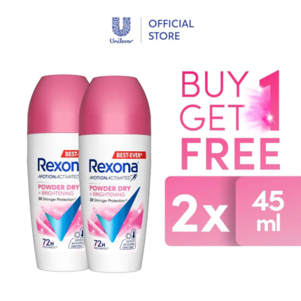 Rexona Powder Dry + Brightening Roll On Deodorant 45ml