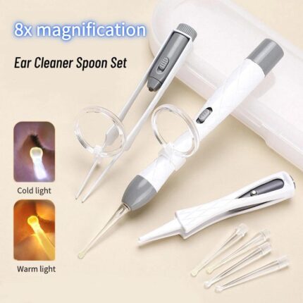 Children's Luminous Ear Pick LED Flash Light Visual Children's Ear Pick Cleaner Baby Earwax Cleaner with Magnifying Glass and Soft Silicone