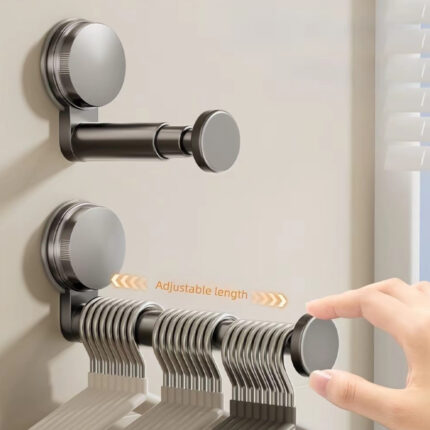 Quality No-Drill Hanger Storage Rack Retractable Suction Cup Installation Folding Rack Adjustable Length Wall Hanging Hanger Container Home