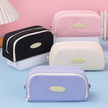 Double Layer Pencil Case Large Capacity Minimalist Girl Student Fabric Pencil Pouch School Stationery Organizer Supply Pen Bags