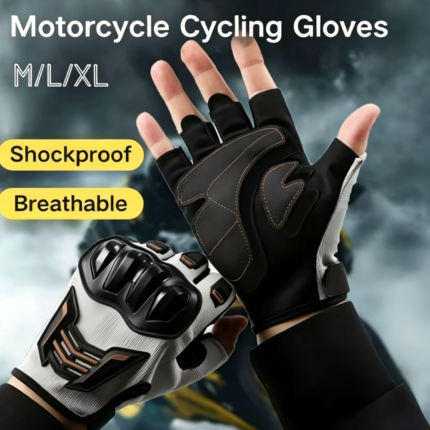 Motorcycle Gloves for Men Half Finger Waterproof Breathable Non Slip Riding Gloves Protective Gear Anti Fall Anti Impact Ventilated Shockproof Guwantes Sports Gloves