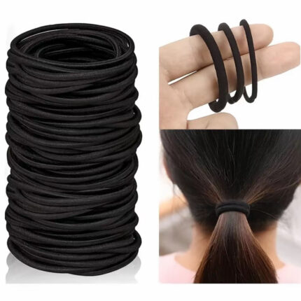 50PCS High Elastic Rubber Band Hair Tie Women's Headband Black Girls Ponytail Holder Fixed Headwear Hair Towel Loop 4MM