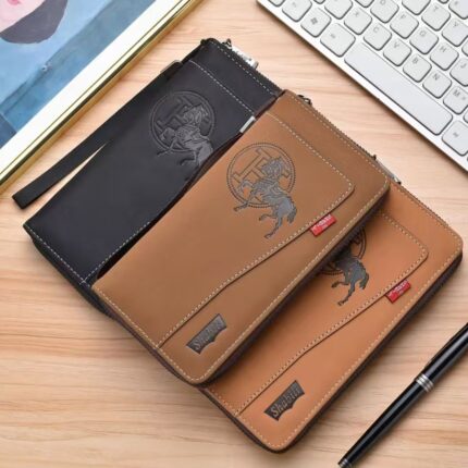 Men's Wallet, Long Wallet, Clutch, Wristlet, Phone Bag, Card Holder, Zipper Coin Bag, ID Card Organizer, Multi purpose, PU Leather