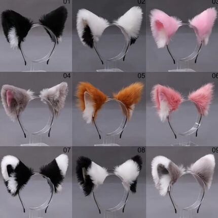 Fashion Imitation Fox Fur Artificial Cat Ear Shape Hair Band Ultra Soft Faux Fur Headband For Cosplay Masquerade Party Women Girls Costume Accessories