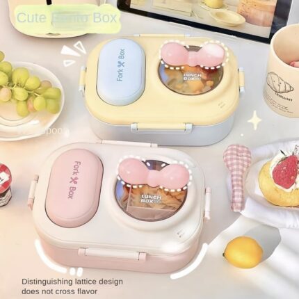 Lunchbox with Divider Bento Box Spoon Fork Plastic Multifunctional Sealed Fresh-keeping Box Refrigerator Bowl For Office Workers And Students For Adult Kids