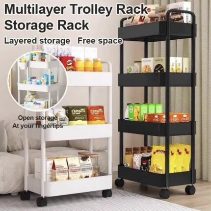 Layer Moving Rack Kitchen Storage Shelf WallCabinets Home Bedroom Bathroom Organizer Trolley