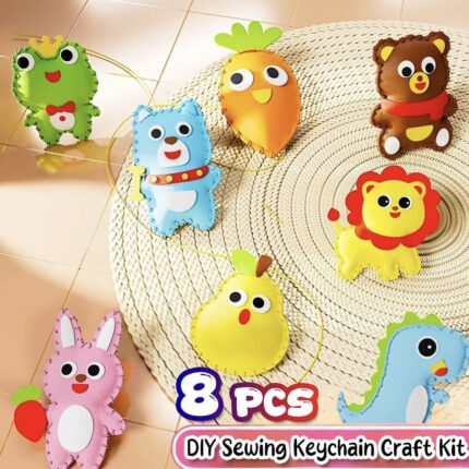 Easy DIY Sewing Kit Keychain for Beginner Kids Arts & Crafts - My First Sewing Toy Kit - 8 Pcs Easy DIY Handcraft Sewing Doll -Great Gift Idea for Girls & Boys - Learn to Sew and Reduce Screen Time