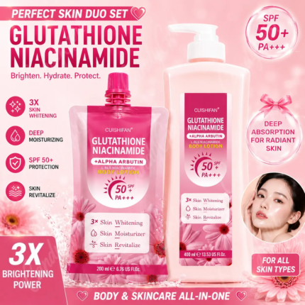 Glutathione Niacinamide Body Lotion 3X Skin Whitening Moisturizer Revitalize With SPF 50 PA+++ with Arbutin Sunscreen 200ML CandyGirl_2