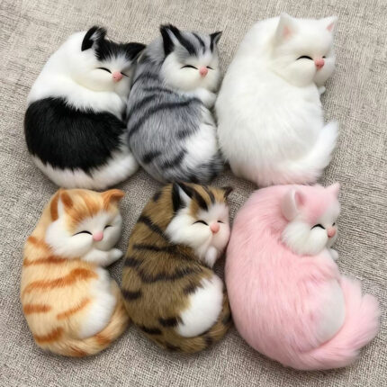 Simulation Cat Model Plush Toy Plush Cats Children Cognition Realistic Furry Imitation Animal Doll Home Decor Figurine Kids Gift