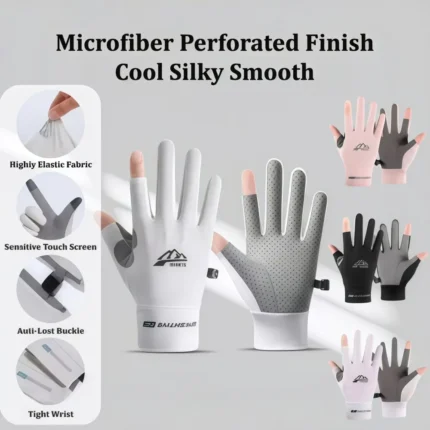 Ice Silk Gloves Mortorcycle Gloves Summer Thin Outdoor Riding Anti Slip Sunscreen Fishing Gloves Motorcycle Racing Gloves High-elastic Breathable And Quick Drying Hiking Cycling Fingertip Touch Screen Sensitivity Tiger's Mouth Thickened and Wear-resistant