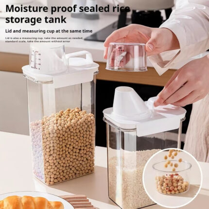 Airtight Cereal Container Rice Dispenser Storage Containers Laundry Room Organizer Kitchen Plastic Airtight Container for Cereal