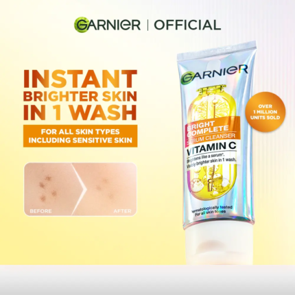 NEW Garnier Bright Complete Vitamin C Serum Cleanser (100ml) - Instant Brighter Skin In 1 Wash