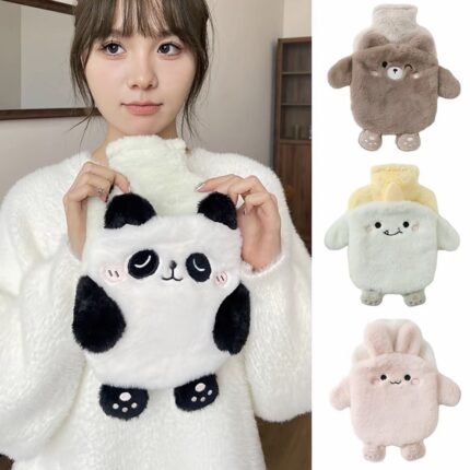400ML Cute Plush Hot Water Bag Soothing Aching Hot Pack Winter Hand Warmer Foot Belly Explosion-proof Insulation Hot Water Bottle
