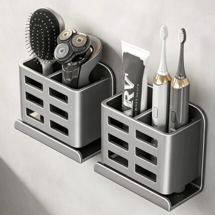 Bathroom Storage Rack Wall Mounted Non-punch Comb Organizer Toothbrush Toothpaste Holder and Dispenser accessories