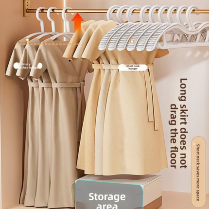 Short neck space saving hanger, non slip, nomarks, anti shoulder crease, low profile coatrack, suitable for home wardrobes10pieces,tear resistant