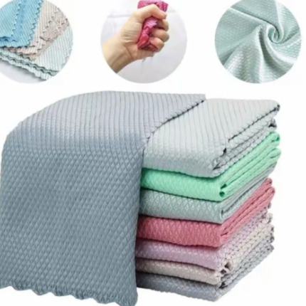 Microfiber DishclothsAbsorbent Cleaning Cloths Scouring PadsKitchen Washing Rags Glass Windows WipeTowel 40X30Cm Random Color