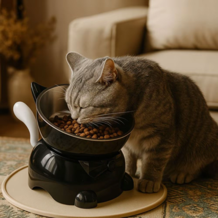 Solid Color Large Diameter Elevated Cat BowlAnti-spill Anti-knock High Foot Bowl Anti-leakage Anti-choke Bowl Indoor Use