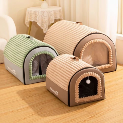Winter Enclosed Pet House SoftWashable Dog Bed & Cat Bed DetachableAnti-Slip Bottom Warm Tent For SmallAnimals