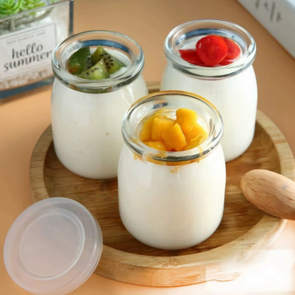 Pudding Bottle Glass Yogurt Cup Baking Mold With Lid