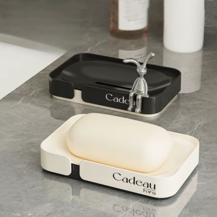 Luxurious two-layer soap holder withdrainage channels, non-submersible soap boxfor bathroom, soap rack for sinks and storageareas.
