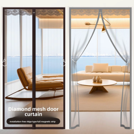 Magnetic Mosquito Net DoorCurtain, Self-Closing Screen Door, No DrillingRequired, Insect-Proof Net Curtain for HomeUse